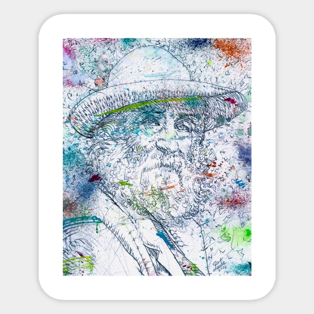 WALT WHITMAN watercolor and pencil portrait Sticker by lautir